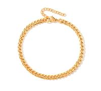 Only faith Pulseras Dorada Mujer Dorada Cadena Acero Inoxidable Ajustable Chapado en Oro 18 k Espiga Cadena de Eslabones (Dorada 5 mm)