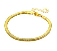 Only faith Pulseras Plana para Mujer Serpiente Dorada Cadena Acero Inoxidable Ajustable Chapado en Oro 18 k Espiga Cadena de Eslabones (Serpiente Plana 6 mm Dorado)