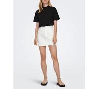 Only Falda corta con detalles calados y botón. Blanco 42 (XL)