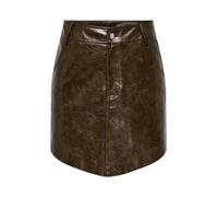 Only Falda corta de mujer de polipiel. Marrón oscuro 38/M