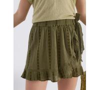 Only Falda corta de volantes. Verde pardo 36/S