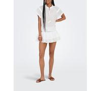 Only Falda pantalón con volantes. Blanco 42 (XL)