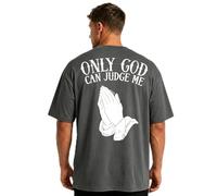 Only God Can Judge Me Graphic Shirt for Men Oversized Streetwear T-Shirt with Praying Hands (Gray,S)