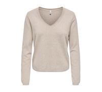 ONLY Onlloyal Life LS V-Neck Pullover Knt Nca Cuello de V, Beige, M Mujer, Beige., M