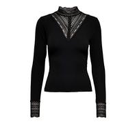 ONLY Ladies L/S 15207788 - Camiseta de Cuello Alto para Mujer, Negro/Detalle: Black Lace, XS