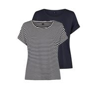 ONLY Moster - Camiseta de Manga Corta básica para Mujer, Cuello Redondo, Corte Regular, a Rayas, Azul, Rosa, Verde, Negro, XS, S, M, L, XL, XXL, Night Sky W/CD Stripes, XXL