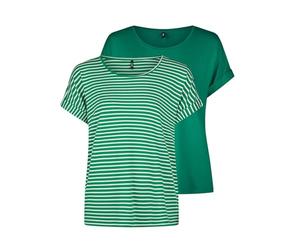 ONLY Moster - Camiseta de Manga Corta básica para Mujer, Cuello Redondo, Corte Regular, a Rayas, Azul, Rosa, Verde, Negro, XS, S, M, L, XL, XXL, Jolly Green W/CD Stripes, XXL