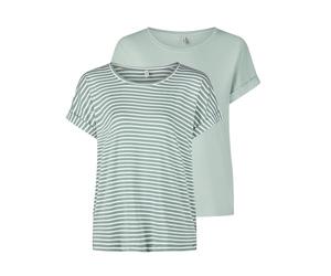 ONLY Moster - Camiseta de Manga Corta básica para Mujer, Cuello Redondo, Corte Regular, a Rayas, Azul, Rosa, Verde, Negro, XS, S, M, L, XL, XXL, Jadeite W/CD Stripes, M
