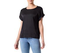 ONLY Mujer Brillante Blusa de Seda Brilloso Camiseta Manga Corta Top, Color:Negro-2, Talla:L