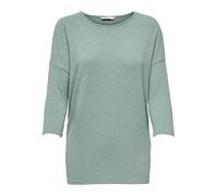 Suéter de Punto Delgado de Manga 3/4 Cuello Redondo elástico para Mujer ONLGLAMOUR, Color:Verde, Talla:S