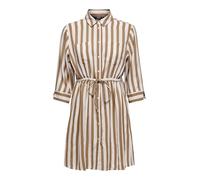 Only Mujer ONLTAMARI 3/4 Shirt Dress WVN Noos Vestido, Cloud Dancer/Stripes:Beige, 34