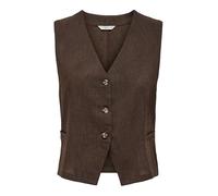 Only Mujer Onltizana Cotton Vest WVN Noos Top con Cuello En V para El Diario con Cierre De Botón, Chocolate Martini, S