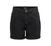 ONLY Mujer Shorts Cintura Alta Diseño de 5 Bolsillos Cierre de Botones Cremallera Bermudas Cortas, Color:Negro-2, Talla:S