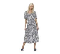 ONLY Mujer Vestido Holgado Midi Básico Manga Corta Verano Vestido Escote en V Cordones, Color:Azul Oscuro, Talla:S