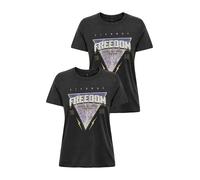 ONLY Mujeres 2er PACK Camiseta Manga Corta Top Estilo Vintage Diseño Estampado