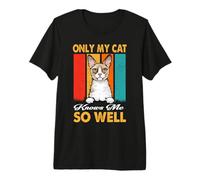 Only My Cat Knows Me So Well Vintage Cornish Rex Cats Camiseta Premium