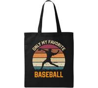 Only My Favorite Baseball Faded Retro Poster Throw Graphic - Bolsa de algodón ecológico natural, color negro, Black, Talla única