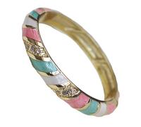 Only My Live Home Brazaletes con diamantes de imitación esmaltados y a rayas arcoíris para mujer, pulseras chinas ICH Handmde con bisagras, regalos de joyería, Diameter 2.36 inch wide 0.5 inch