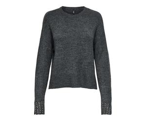 ONLY Neck Bling Pullover Knt Onlohio LS-Jersey con Cuello Redondo, Mezcla de Gris Oscuro, L para Mujer