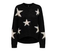 ONLY Neck Knt Onlazu LS Star-Camiseta con Cuello Redondo, Negro, L para Mujer