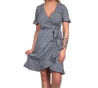 ONLY Onlolivia S/S Wrap Dress Wvn Noos Vestido, Azul (Blue Mirage/AOP/Tonal Ditsy), 38 EU para Mujer