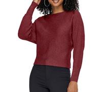 ONLY Onladaline L/S Short Pullo KNT Noos Jersey de Punto con Cuello Barco para Mujer, Rojo Oscuro, S