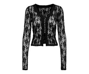 ONLY Onlalba L/S V-Neck Lace Top Jrs, Negro, S para Mujer