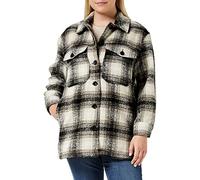 ONLY Chaqueta Larga de Camisa Femenina Chaqueta a Cuadros, Pumice Stone/Checks: Negro, XS
