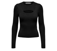 ONLY Onlashley LS Peakaboo Oneck Knt Suéter, Negro, S para Mujer