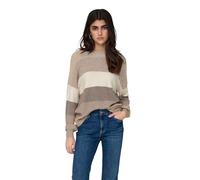 Only Onlatia-Jersey de Rayas L/S Suéter Mujer, Feather Gray/Stripes:w. Beige/Whitecap Gray/Leafless Tree, L
