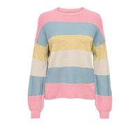 ONLY Onlatia L/S Jersey de Rayas KNT Noos, Rosa Claro, XL