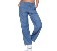 ONLY Onlbea String Straight Pant Dnm Yor Noos Pantalón Recto, Medio De Mezclilla Azul, XL / 32L Mujeres