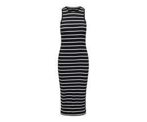 ONLY Onlbelfast Stripe S/L Mididress Jrs Noos Vestido Midi Mujer, Negro, L