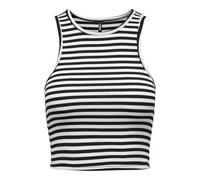 ONLY Onlbelia S/L Crop Top Box Jrs, Negro/Rayas: Cloud Dancer (Ola), M para Mujer