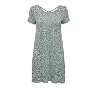 Only Onlbera Back Lace Up S/S Dress Jrs Noos Vestido, Balsam Green/Aop:White Flowers, L Mujer