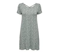 Only Onlbera Back Lace Up S/S Dress Jrs Noos Vestido, Balsam Green/Aop:White Flowers, M Mujer
