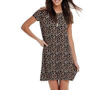 Only Onlbera Back Lace Up S/S Dress Jrs Noos Vestido, Black/Aop:Eggnog/ Black Leo, XS Mujer