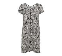 Only Onlbera Back Lace Up S/S Dress Jrs Noos Vestido, Black/Aop:Eggnog Leo, S Mujer