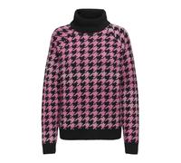 ONLY Onlberta LS Jq Cuello Rollneck Knt Jersey de Punto, Negro/patrón: Fucsia Morado/azelea Rosa, M para Mujer