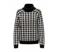 ONLY Onlberta LS Jq Cuello Rollneck Knt Jersey de Punto, Negro/Patrón: Pumice Stone/Cloud Dancer, S para Mujer