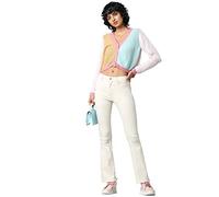 ONLY ONLBLUSH LIFE MID FLARED BB DOT019, Jeans Mujer, Blanco Crudo, M