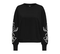 ONLY Onlbrooke L/S O-Neck Flower Swt Noos, Negro, S para Mujer