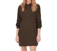 ONLY ONLCAREY L/S Long Hood Dress KNT Noos Vestido, Chestnut/Detail:W. Melange, M De Las Mujeres