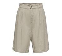 ONLY Onlcaro HW - Pantalones Cortos Anchos de Lino para Mujer CC TLR, Oxford Bronceado, 36