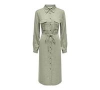 Only Onlcaro LS Linen Bl L Shirt Dress CC Pnt Vestido, Verde Aceite., M para Mujer