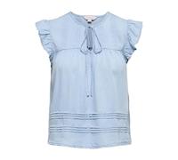 ONLY Onlcharis Life SL Tie Neck Top WVN CC, Azul Jeans Claro, M Mujeres, Azul Jeans Claro, M