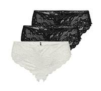 ONLY ONLCHLOE LACE BRAZIL - Pack de 3, Pack de 3 Brazil (2 negros, 1 blanco), S