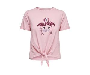 Only Onldora Life S/S Knot Fold-Up Top Jrs, Romance Rose, M Mujeres