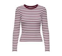 ONLY Onleasy L/S O-Neck Stripe Top Jrs, Rojo Oscuro, M Mujeres