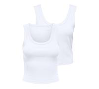 ONLY Onleasy S/L Tank Top 2 Pack CS Jrs, Blanco Brillante, M (Pack de 2) Mujeres